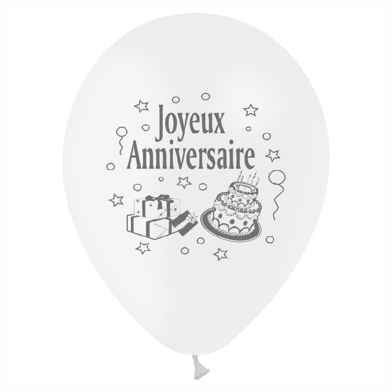 Ballon Joyeux Anniversaire 1 face par 10