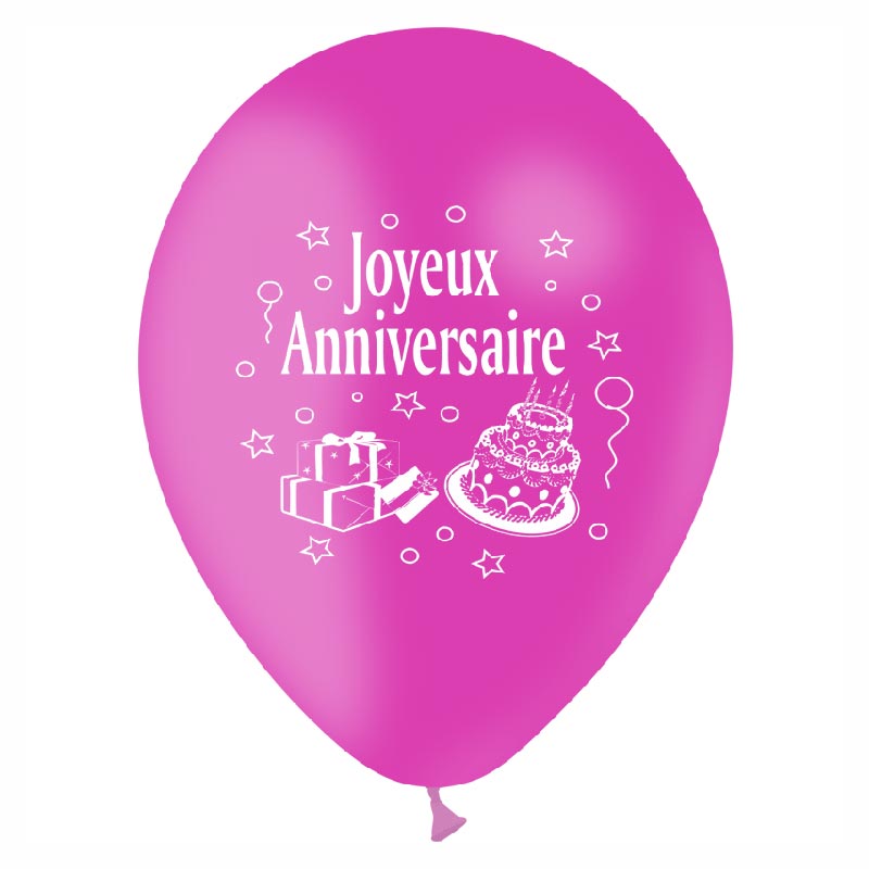 Ballon Joyeux Anniversaire 1 face par 10