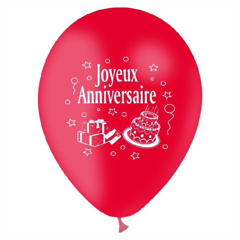 Ballon Joyeux Anniversaire 1 face par 10