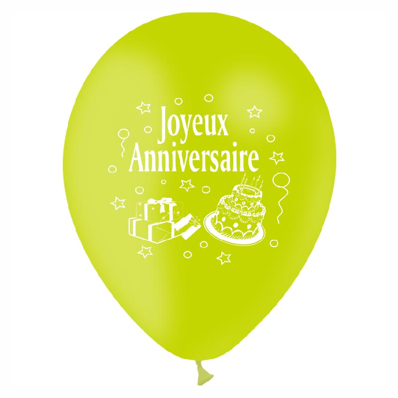 Ballon Joyeux Anniversaire 1 face par 10