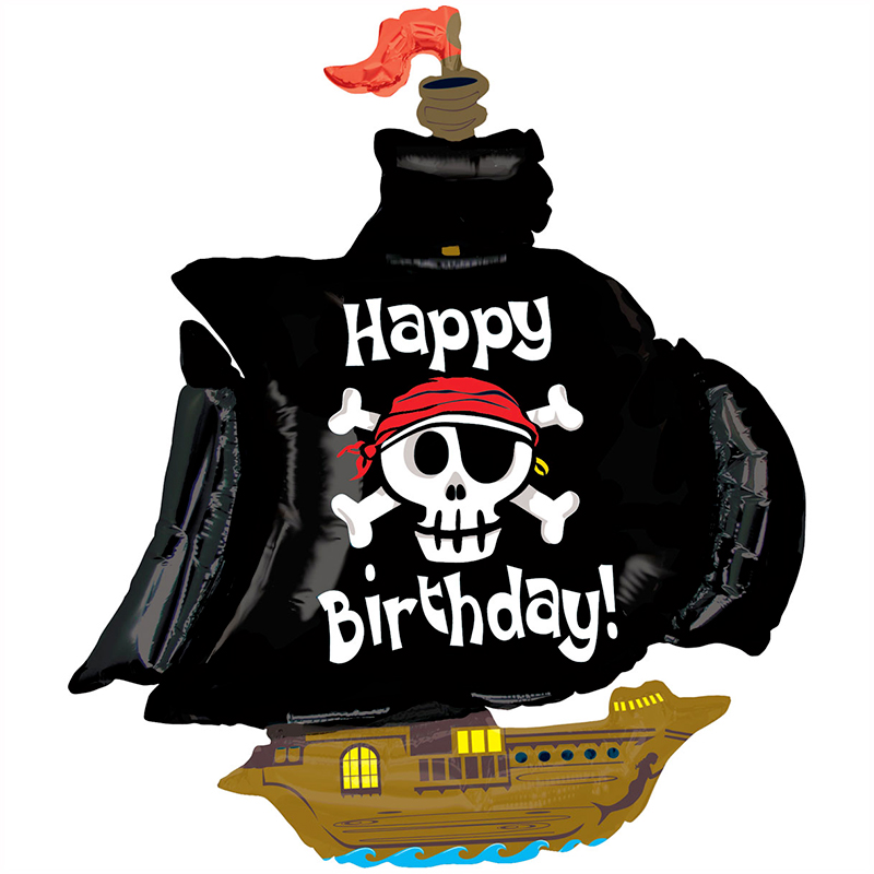 Ballon Bateau Pirate Happy Birthday