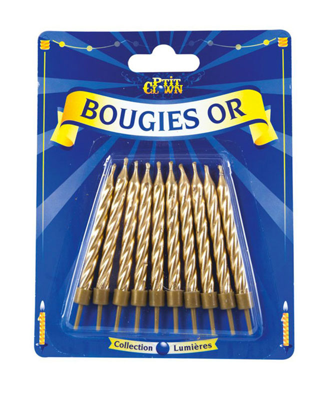 Bougie Or avec Bobèche - Blister de 10