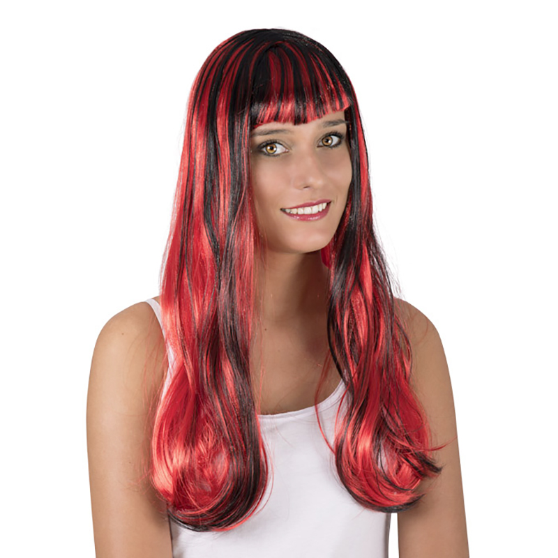 Perruque Alicia noire et rouge
