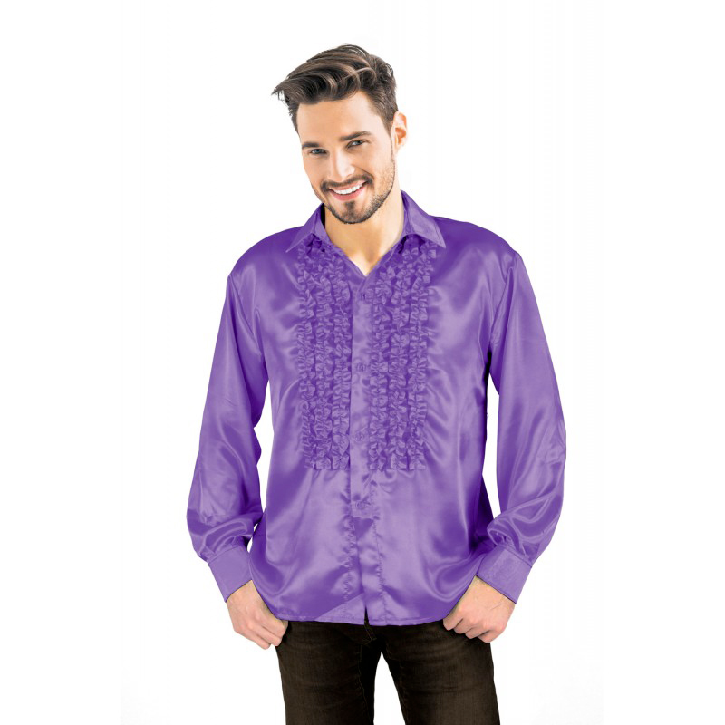 Chemise Disco Homme à Frou Frou Violette