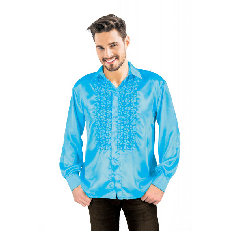 Chemise Disco Homme à Frou Frou Turquoise