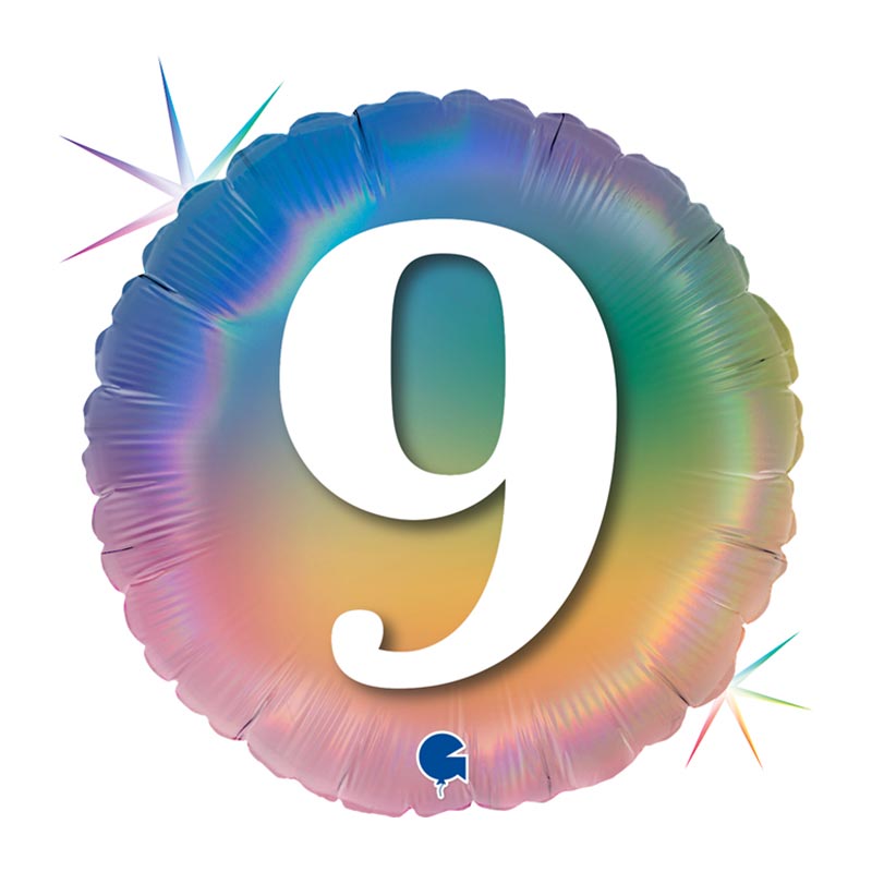 Ballon Rainbow Chiffre 9