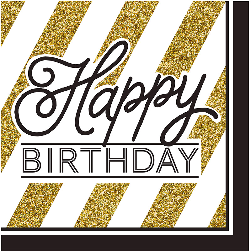 Serviette jetable Happy Birthday Black Gold