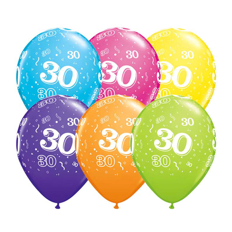 Ballon Qualatex 30 ans assortiment tropical