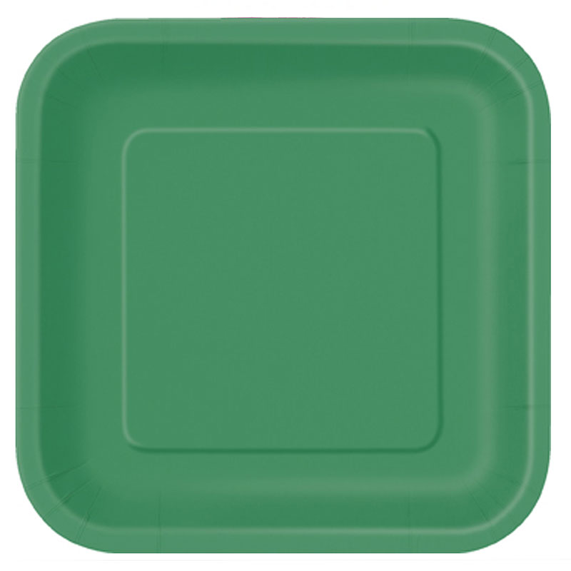 Assiette carrée en carton Vert Emeraude