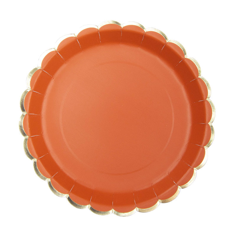 Assiette en Carton Ronde Festonnée Orange