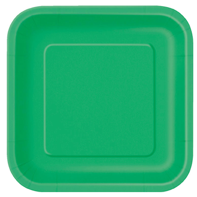 Assiette carrée en carton verte