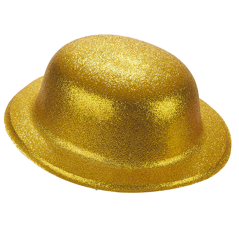 Chapeau Plastique melon paillettes or