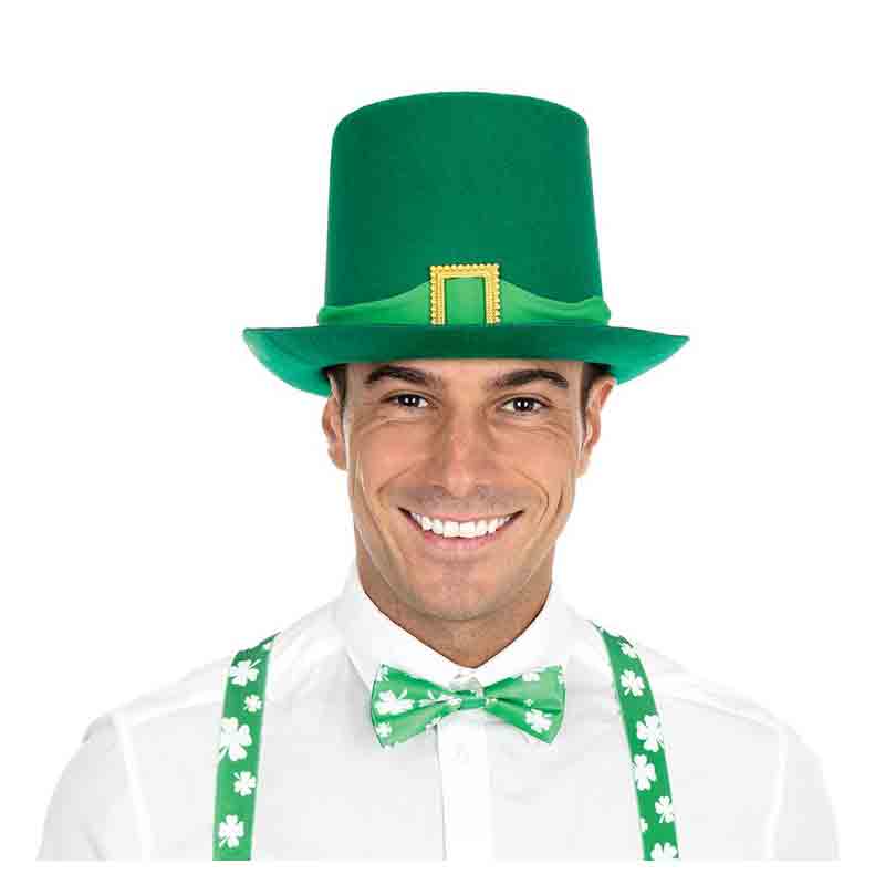 Chapeau feutre Saint Patrick haut de forme lutin vert