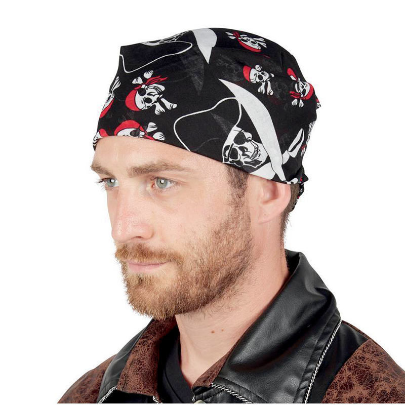 Bandana tissu noir avec tête de mort