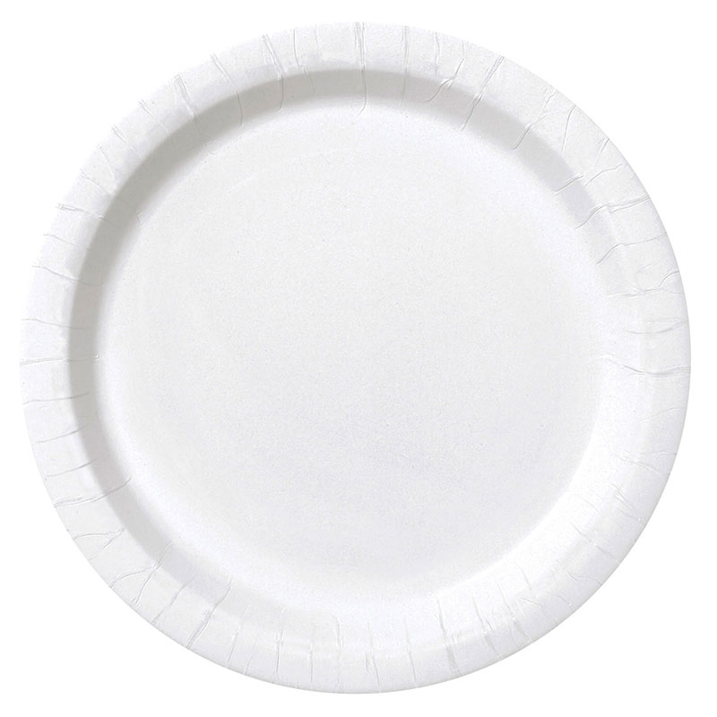 Assiette ronde en carton Blanche