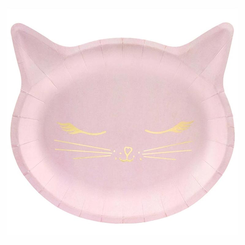 Assiette Tête de Chat Rose par 6