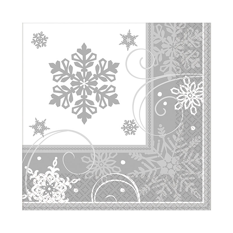 Serviette jetable Flocon Argent