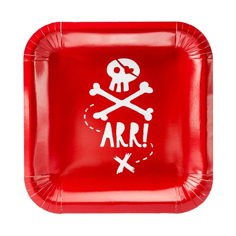 Assiette Jetable Pirate Rouge par 6