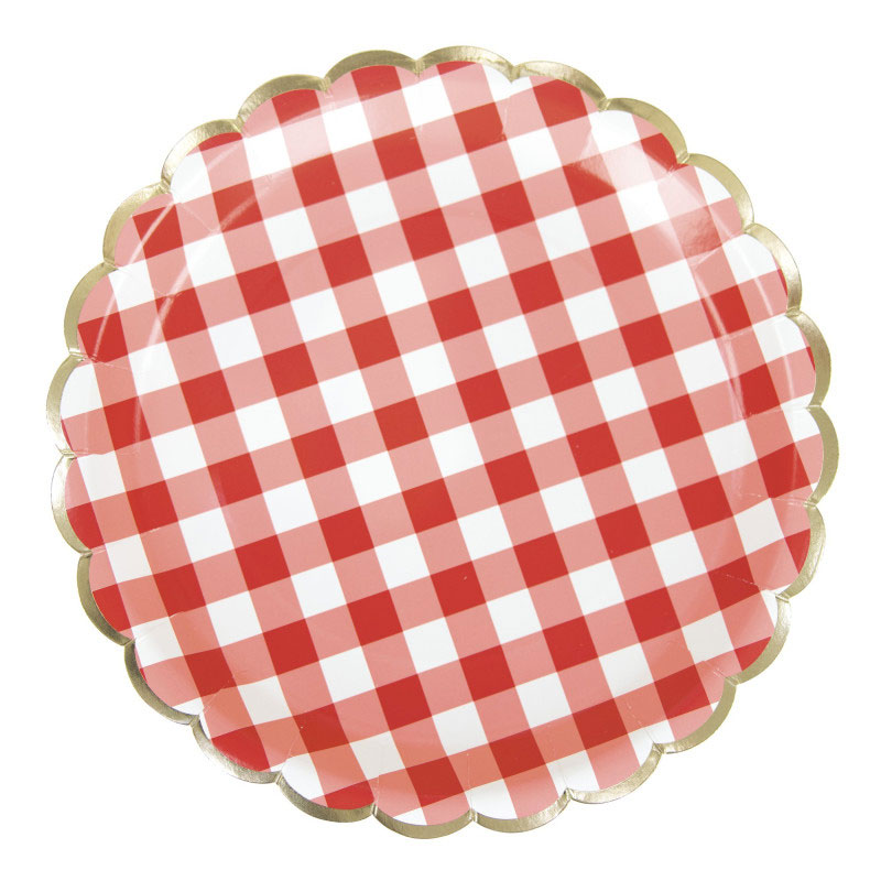 Assiette Guinguette Vichy Rouge