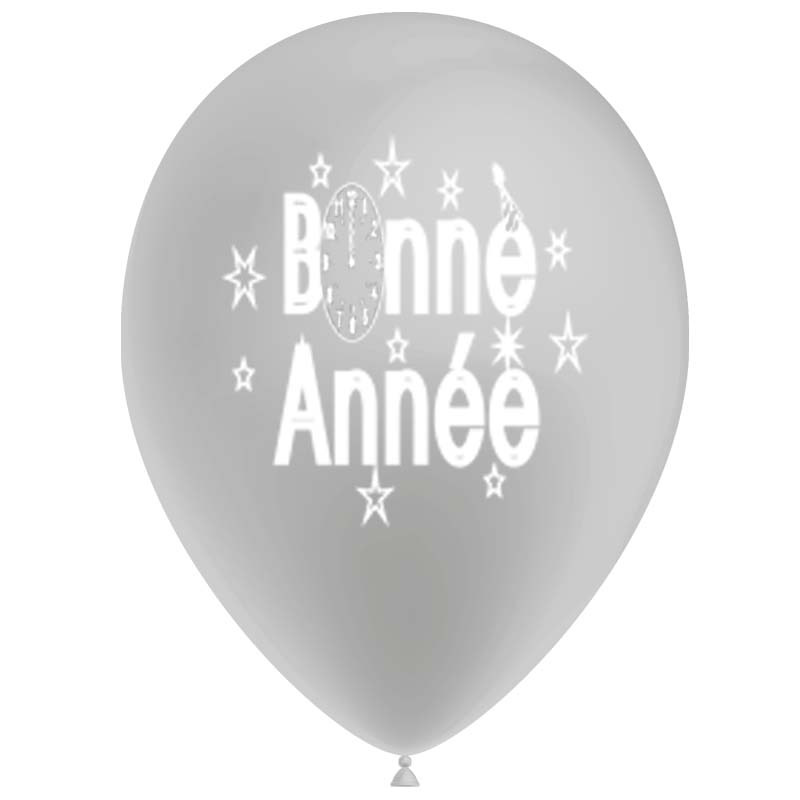 Ballon bonne année 1 face Coloris Argent