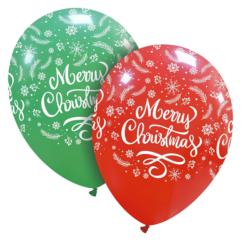 Ballon Merry Christmas Green & Red