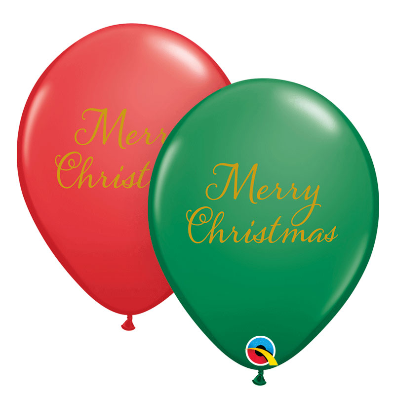 Ballon Merry Christmas Green & Red