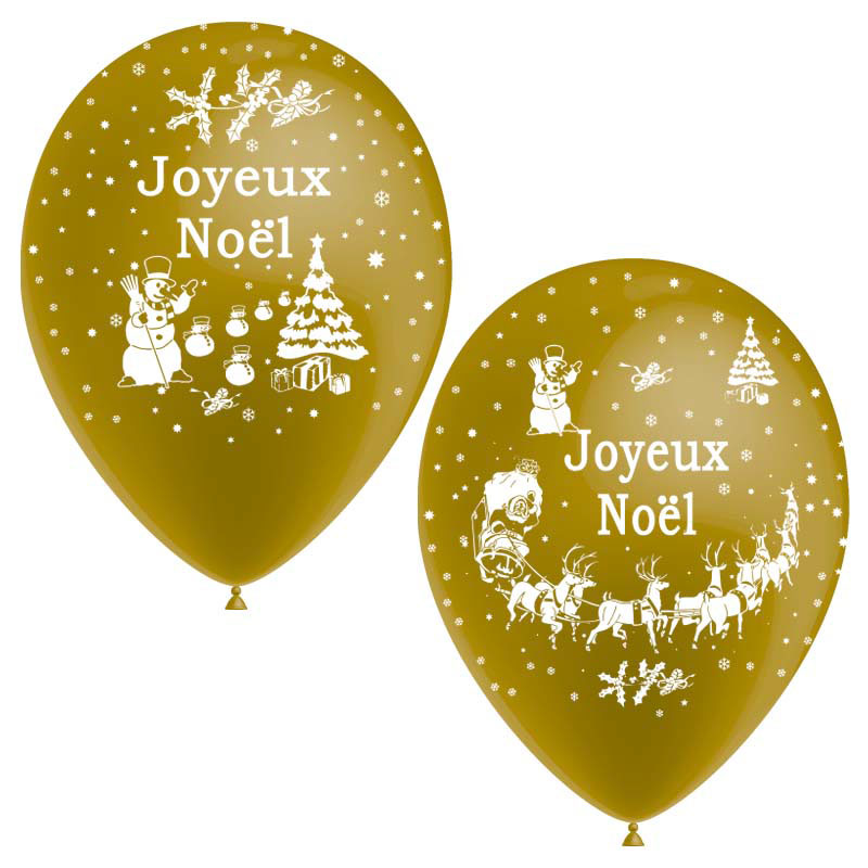 Ballon Joyeux Noël tout autour Argent et Or