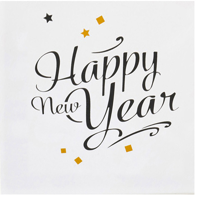 Serviette jetable Happy new Year Blanche