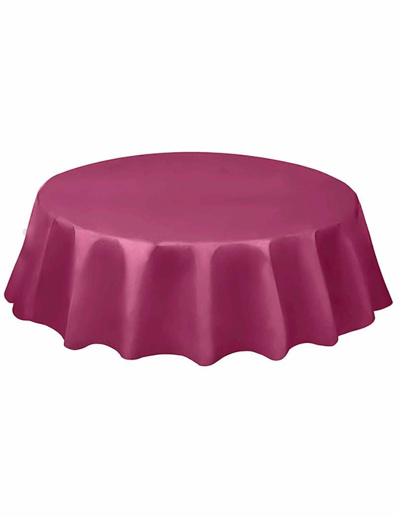 Nappe en plastique ronde bordeaux