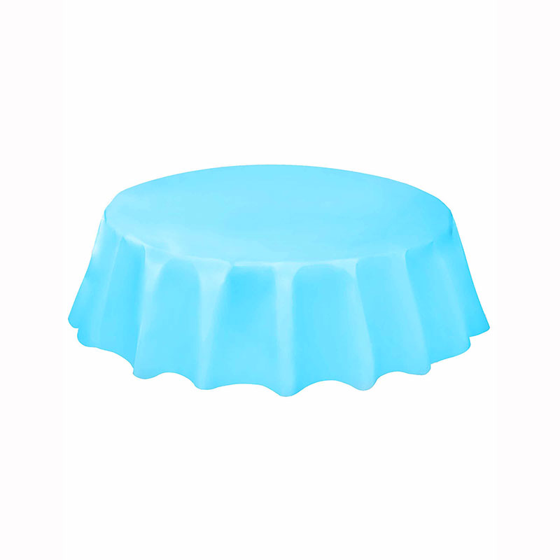 Nappe en plastique ronde bleu pastel