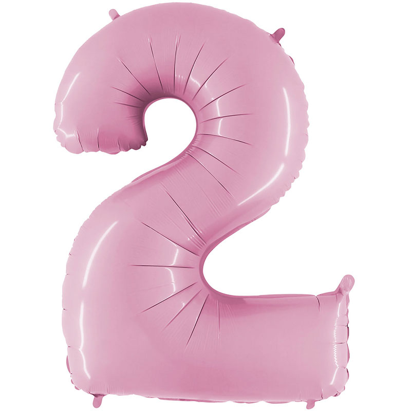 Ballon chiffre 2 Rose Pastel