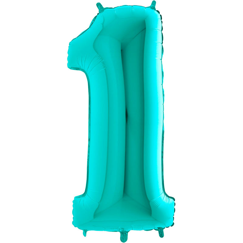 Ballon chiffre 1 Turquoise