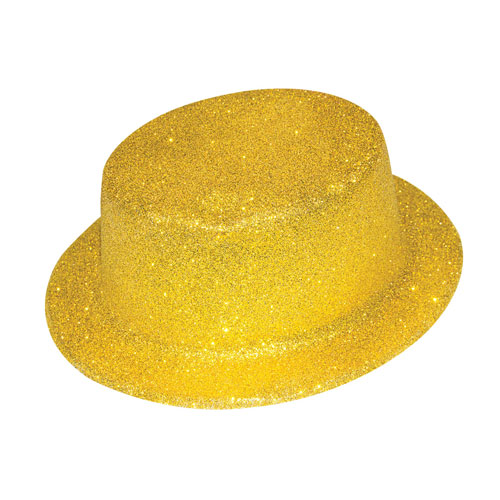 Chapeau plastique Haut de Forme Paillettes Or