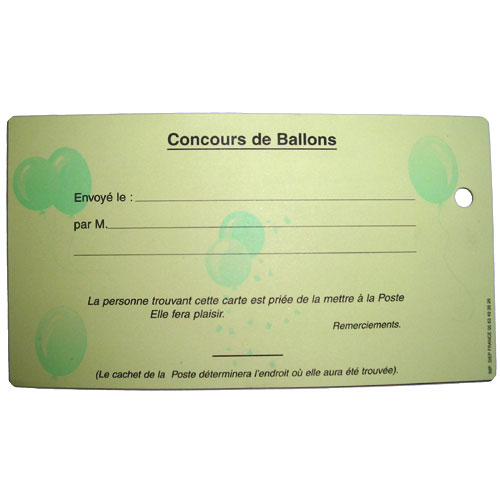 Cartes Lacher de Ballon