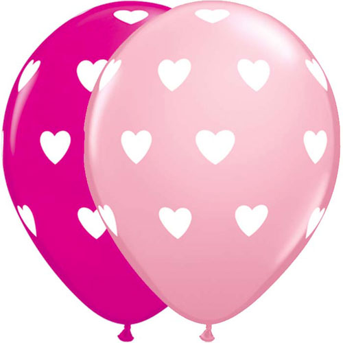 Ballon coeur tout autour Rose et Magenta