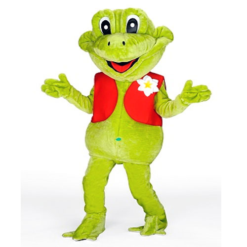 Déguisement mascotte grenouille vert et rouge