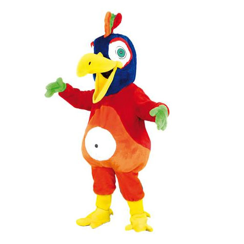 Déguisement mascotte perroquet rouge et orange