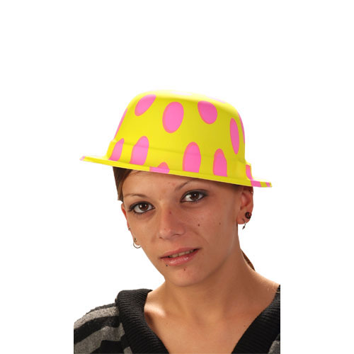 Chapeau Melon à Pois Fluo
