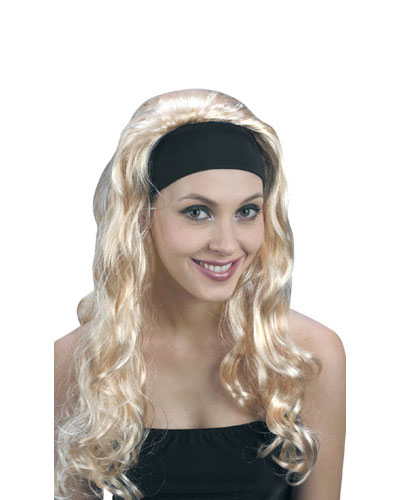 Perruque Longue Ondulée Blonde avec Bandeau
