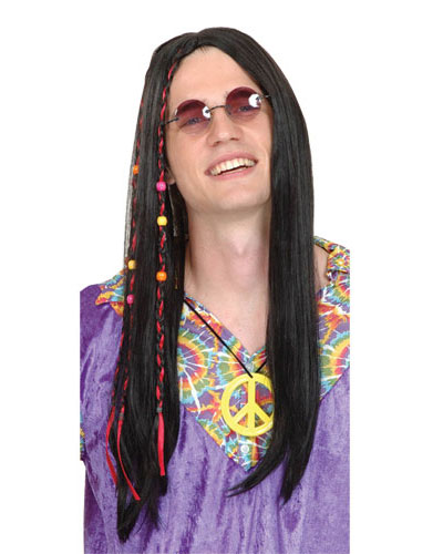 Perruque Hippie Homme raide avec tresse