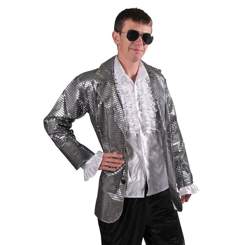 Veste Disco Homme Argent Luxe