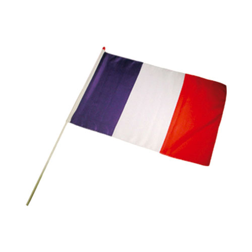 Drapeau Français en polyester avec hampe 30 x 45