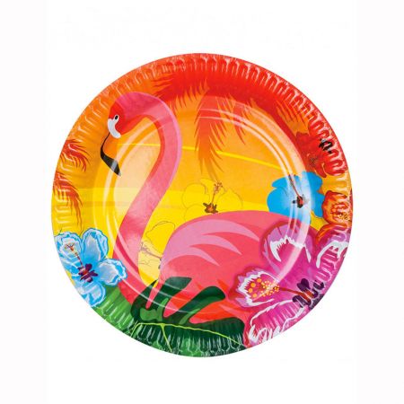 Assiette Hawai Flamant par 6