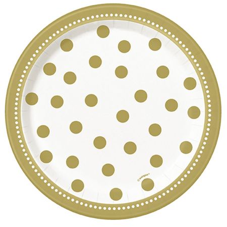 Assiette à pois or en Carton
