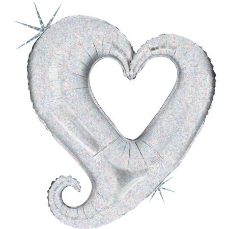 Ballon Mylar Coeur Chaine Holo Argent