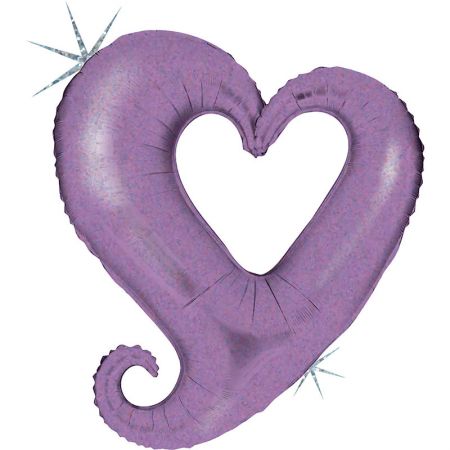 Ballon Mylar Coeur Chaine Holo Lavande