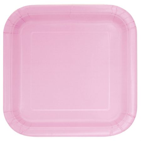 Assiette carrée en carton Rose Pale