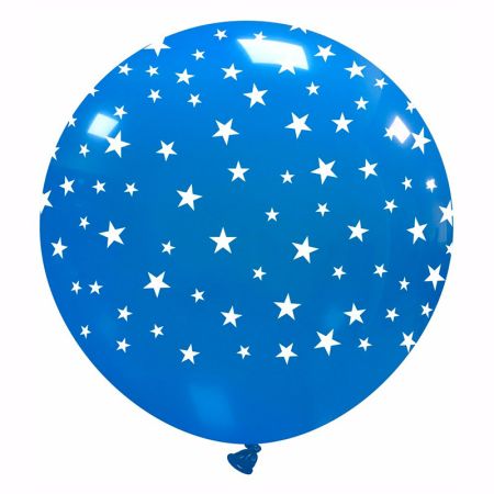 Ballon Géant Bleu Etoiles Blanches
