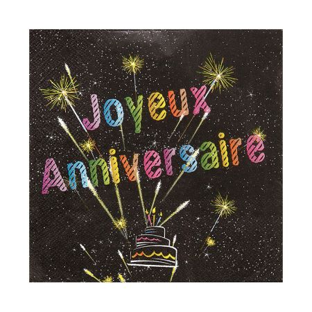 Serviette Jetable Anniversaire Feux Artifice