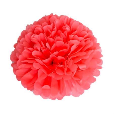 Pompom en papier de soie Corail